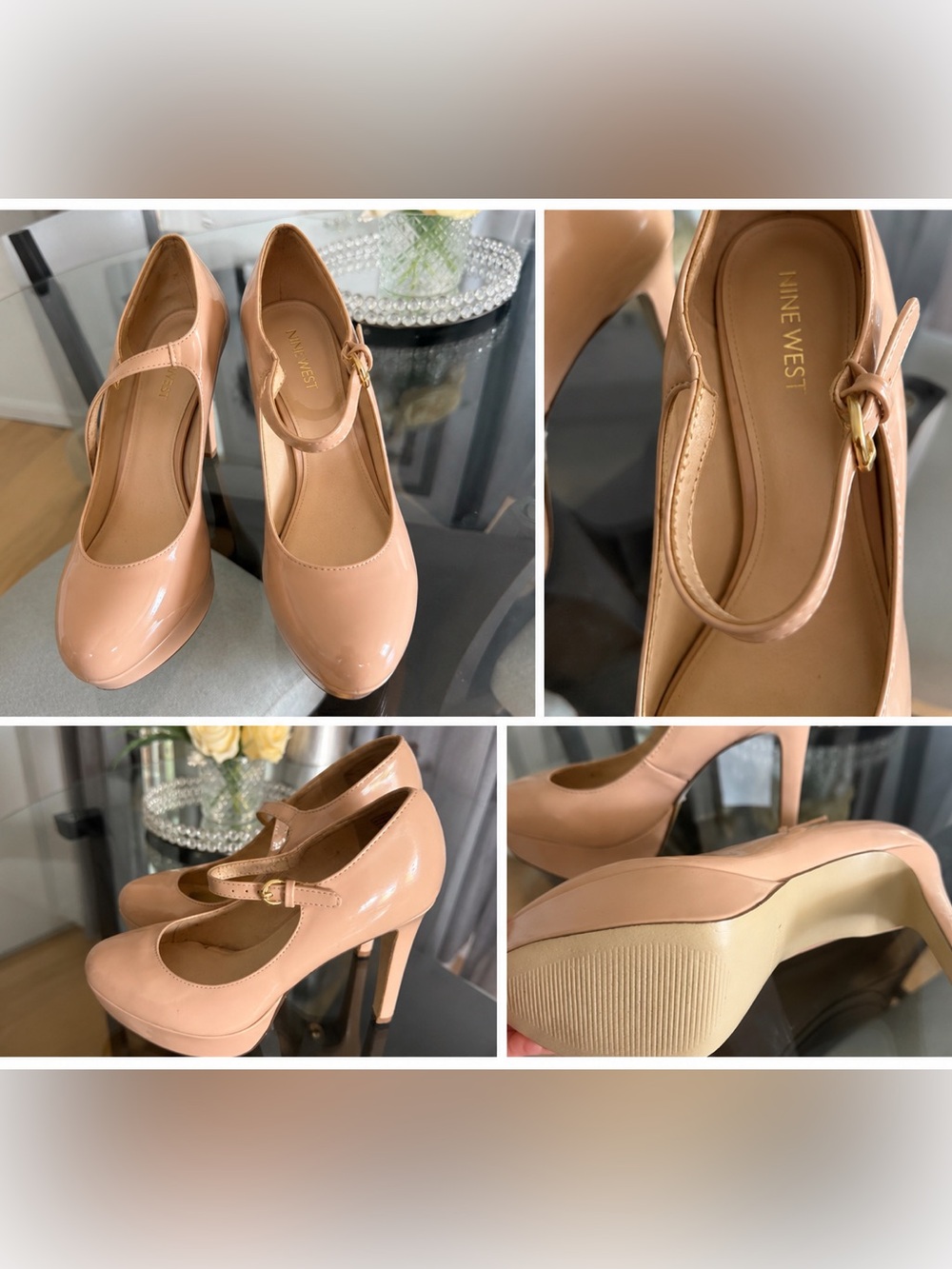 Nine West Blush Patent Mary Jane Heels